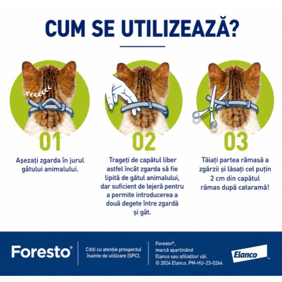 Foresto – Zgarda Antiparazitară pentru Pisici și Câini de Talie Mică (<8 kg), 38 cm